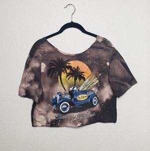 Big Kahuna Custom Bleach Splatter Crop Top…